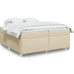 Sengebund med madras - Eksklusiv Hus - 200x200 cm - Cremefarvet stof - 2 pladser