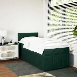 Sengeramme med madras - Eksklusivt hjem - Mørkegrøn - 100x200 cm - Aftagelig topmadras