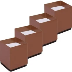 Sengesæt med 4 ben i kulstofstål, møbelben forøger højden med 5 cm, understøtter 4500 kg, bord, stol eller C-ben (brun firkant)