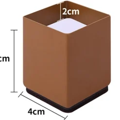 Sengesæt med 4 ben i kulstofstål, møbelben forøger højden med 5 cm, understøtter 4500 kg, bord, stol eller C-ben (brun firkant)