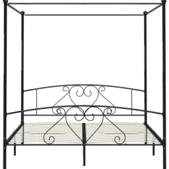 Sengestel - Eksklusivt Hus - Sort metal - 200x200 cm - Industrielt design - Tilpasningsbar baldakin
