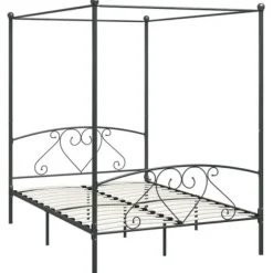 Sengestel med baldakin - Eksklusivt hjem - Grå metal - 160x200 cm - 2 personer