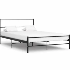 Sengestel med hovedgærde - Eksklusivt hjem - Sort - Metal - 160x200 cm (lamelseng) Svart