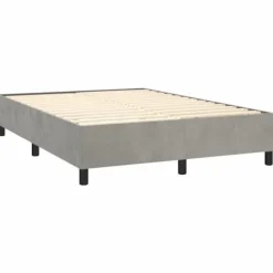 Sengestel med lameller og madras - Maison Exclusive - 140x200cm - Lys grå velour - Justerbar hovedgærde