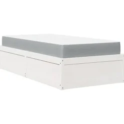 Sengestel med madras - Eksklusivt hjem - 90x200 cm - Massivt træ - Personlig støtte hvid, lysegrå