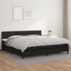 Sengestel med madras - Eksklusivt hjem - Sort - Syntetisk læder - 200x200 cm