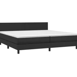 Sengestel med madras - Eksklusivt hjem - Sort - Syntetisk læder - 200x200 cm