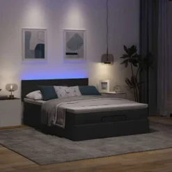 Sengestel med madras - Eksklusivt hjem - Ottoman - 140x200 cm - Justerbart LED Svart