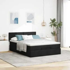 Sengestel med madras - Eksklusivt hjem - Ottoman - 140x200 cm - Justerbart LED Svart