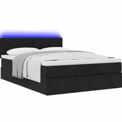 Sengestel med madras - Eksklusivt hjem - Ottoman - 140x200 cm - Justerbart LED Svart