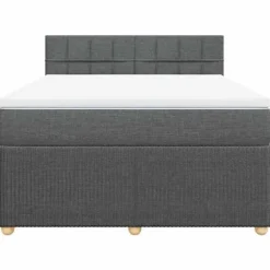Sengestel med madras - Eksklusivt hjem - 140x200cm - Mørkegrå - Pocketfjedre