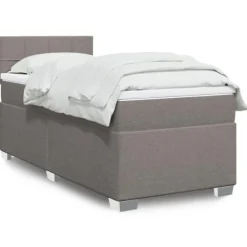 Sengestel med madras - Eksklusivt hjem - Taupe - 90x190 cm - Aftageligt betræk