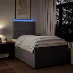 Sengestel med madras - Eksklusiv Hus - Taupe - 120x200 cm - Indbyggede LED