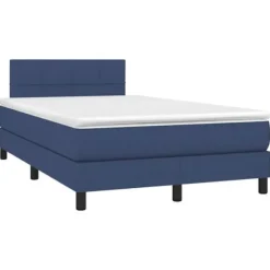 Sengestel med madras - Eksklusivt hjem - 120x190 cm - Blå stof - Farvet LED