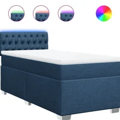 Sengestel med madras - Eksklusivt hjem - Blå - 80x200 cm - Indbyggede LED