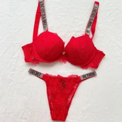 Sexet lingeri komfort damesæt push up bh Victoria's Secret lingerisæt kvindeligt undertøj Vetement Femme blonde rød Lace red 80C