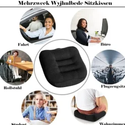 Siddepude/forhøjersæde til bil, puf/stolepude 40x40 kontorstol ergonomisk ortopædisk siddepude til spisebordsstole_MGF