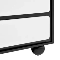 【Sideboard 140x38cm Moderne】Kommode med 6 skuffer & spejl, Opbevaringsplads, Hvid højglans White