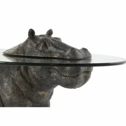 sidebord gennemsigtigt glas kobberharpiks koloniflodhest (80 x 50 x 37 cm)