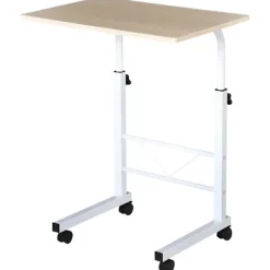 Sidebord Højdejusterbart Sofabord Mobilt Ende Skrivebord Hjul Bremser C-Bord Spånplade Stål Flerfarvet