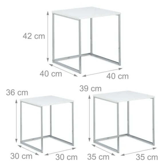 Sidebord i sæt af 3 med metalben