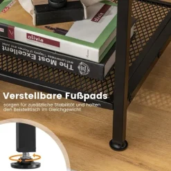 Sidebord med opbevaringsrum og gitterhylde sengebord med metalstel 40 x 40 x 57,5 ​​cm