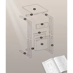 Sidebord, Natbord med Stik, C-formet, Sofabord, Cremefarvet