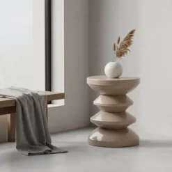 Sidebord og skammel – Zigzag-design, 1960'er-70'er-stil