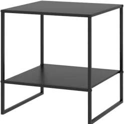 Sidebord Sofabord med hylde Sofabord med stålstel Sengebord til Stue Soveværelse Sort 40 x 40 x 45 cm