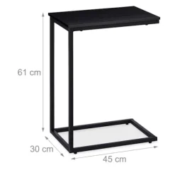 Sidebord sort med metalbund