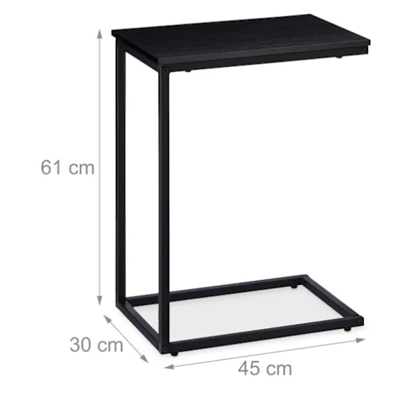 Sidebord sort med metalbund