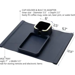 Silikone kopholder til sofa, skridsikker og spildfri kopholder til sofa, stærk og vægtet telefon/fjernbetjening/snacksholder til sofa Navy Blue