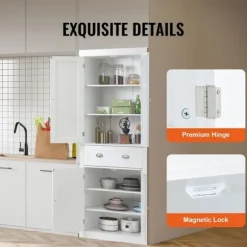 Skab til Garde Manger - DUOKU - A02D.2058 - 72 tommer - 3 Justerbare Hylder - Perle Hvid
