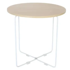 Skandinavisk sidebord, lyst træ og hvidt metal