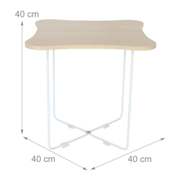 Skandinavisk sidebord, lyst træ og hvidt metal