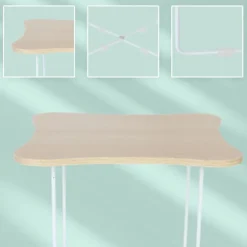 Skandinavisk sidebord, lyst træ og hvidt metal