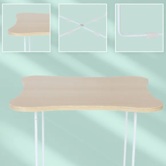 Skandinavisk sidebord, lyst træ og hvidt metal