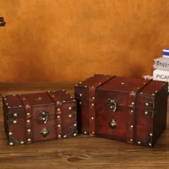 Skattekiste Vintage Træ Opbevaringsboks Antik Stil Smykkeorganisator til Je S