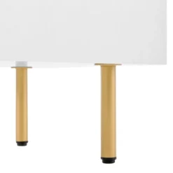 Skænk 120 cm hvid med 2 døre & 2 rum + sofabord metal/glas, 77,5 cm høj, moderne White