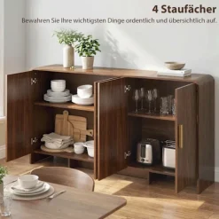 Skænk buffet 152 cm, soft-close døre, valnøddefinish