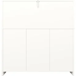 Skænk Buffet Skab, 120x40x120 cm, Moderne Minimalistisk med Vinglasstativ & Rigelig Opbevaring, Elegant Hvid & Sort Finish White