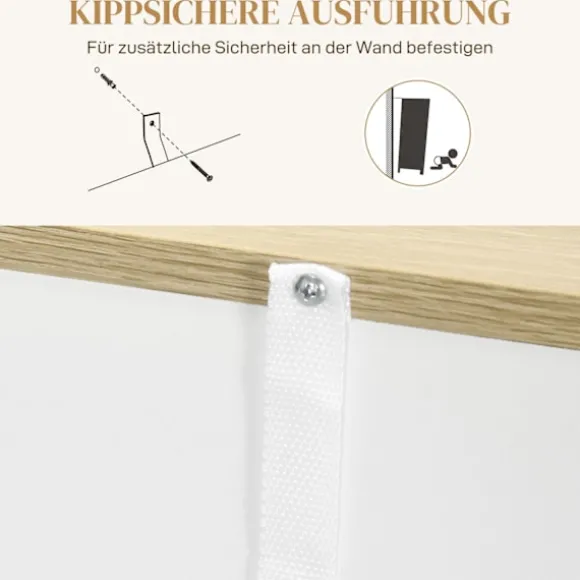 Skænk, køkkenskab med skuffe, justerbar hylde, opbevaringsskab med anti-tip beskyttelse, sideskab til køkken, spisestue, 105 x 30 x 81,5 cm hvid