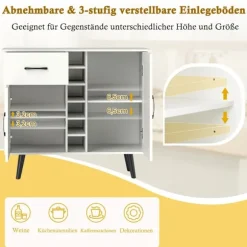 Skænk med 6 flasker vinreol & skuffe & 2 døre moderne vinbarskab Hvid