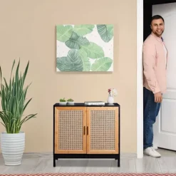 Skænk med 2 låger i rattan