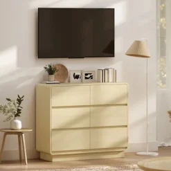 Skænk med 6 skuffer, 100 cm, naturtræfinish