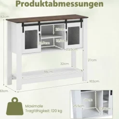 Skænk med justerbare hylder og skydedøre