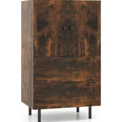 Skænk med metalben, skuffer & låger, 60x41,5x102 cm
