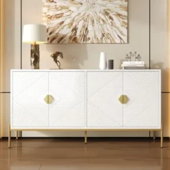 Skænk 162x80cm, Moderne opbevaringsskab & kommode, Alsidig til stue & spisestue White