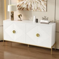 Skænk 162x80cm, Moderne opbevaringsskab & kommode, Alsidig til stue & spisestue White