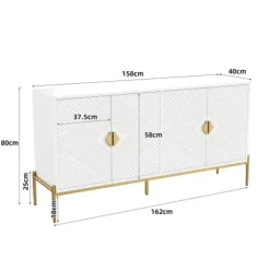 Skænk 162x80cm, Moderne opbevaringsskab & kommode, Alsidig til stue & spisestue White